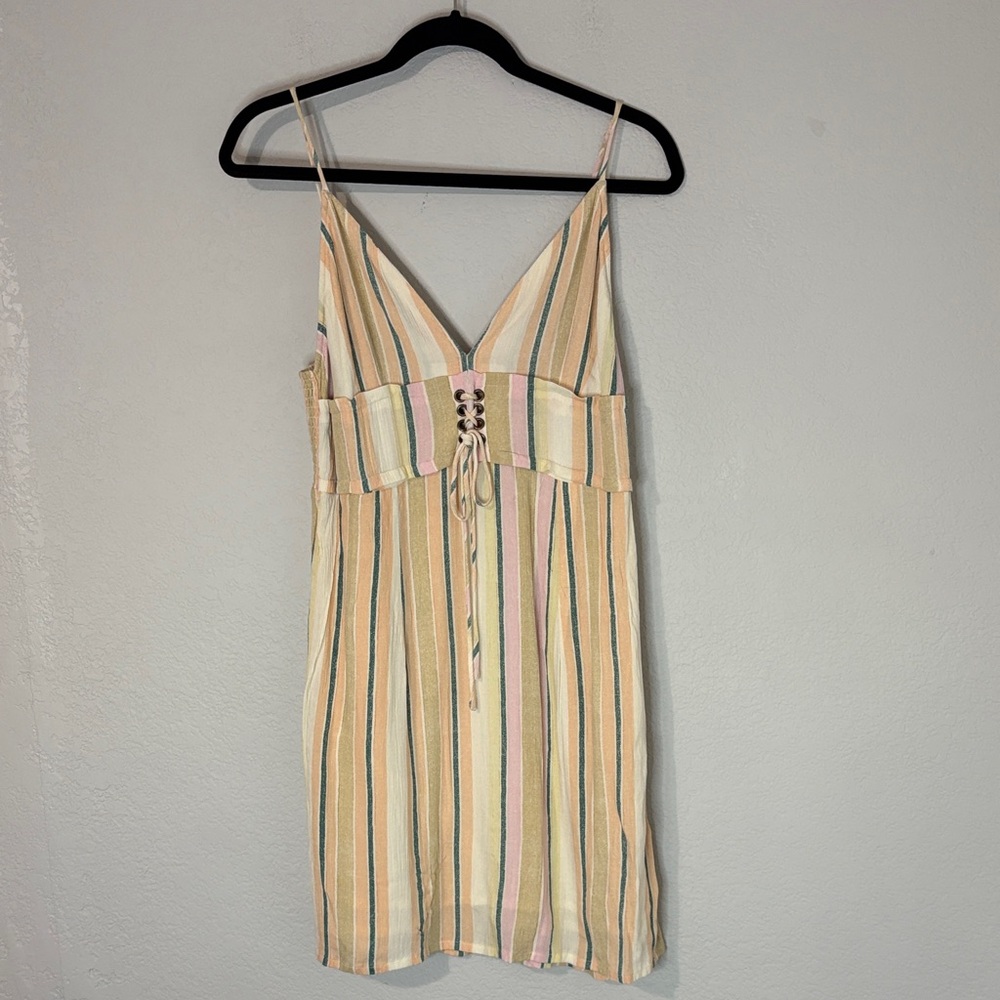 O’Neill Striped Lace Front Cream Minidress L